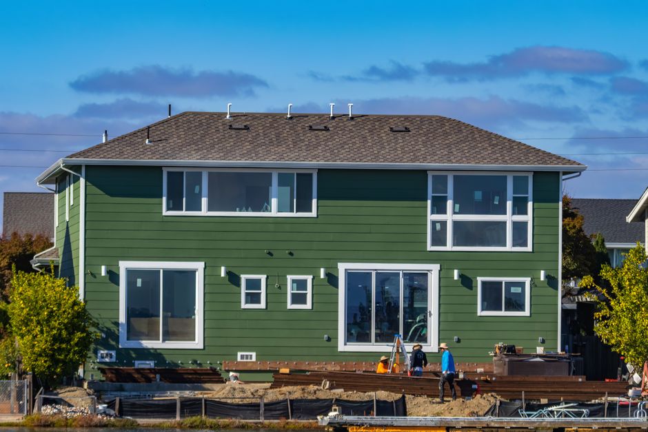 Siding installation on a house